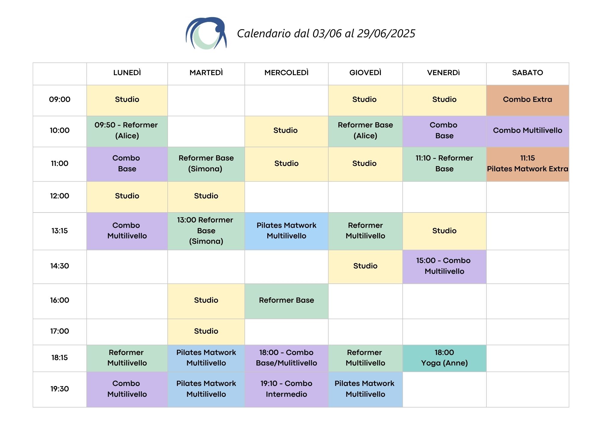Calendario Giugno 2025